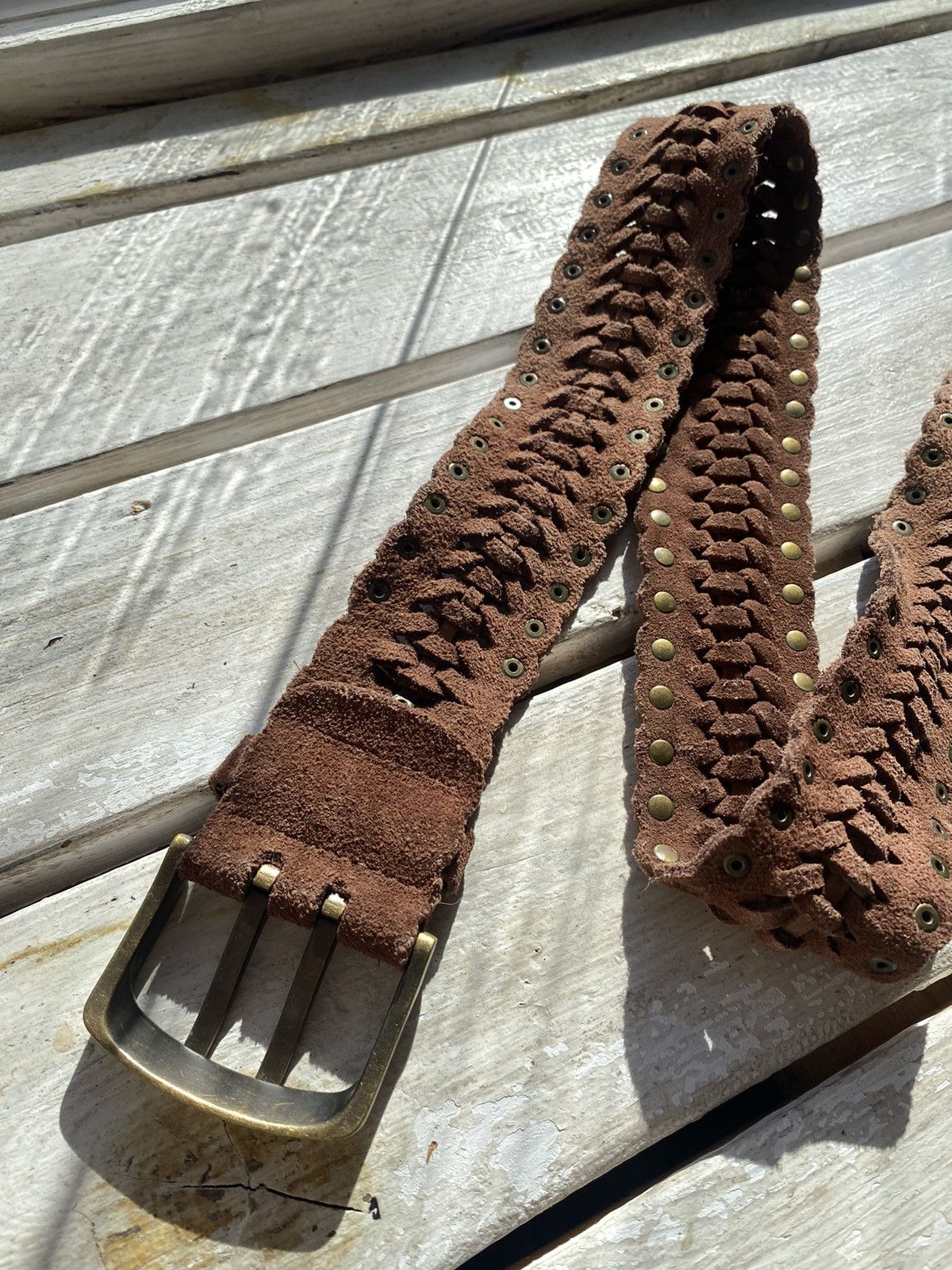 If Six Was Nine × Japanese Brand × Vintage Vintage Japanese Leather Punk Emo Rock Goth Y2K Drill belt Size ONE SIZE - 5 Thumbnail