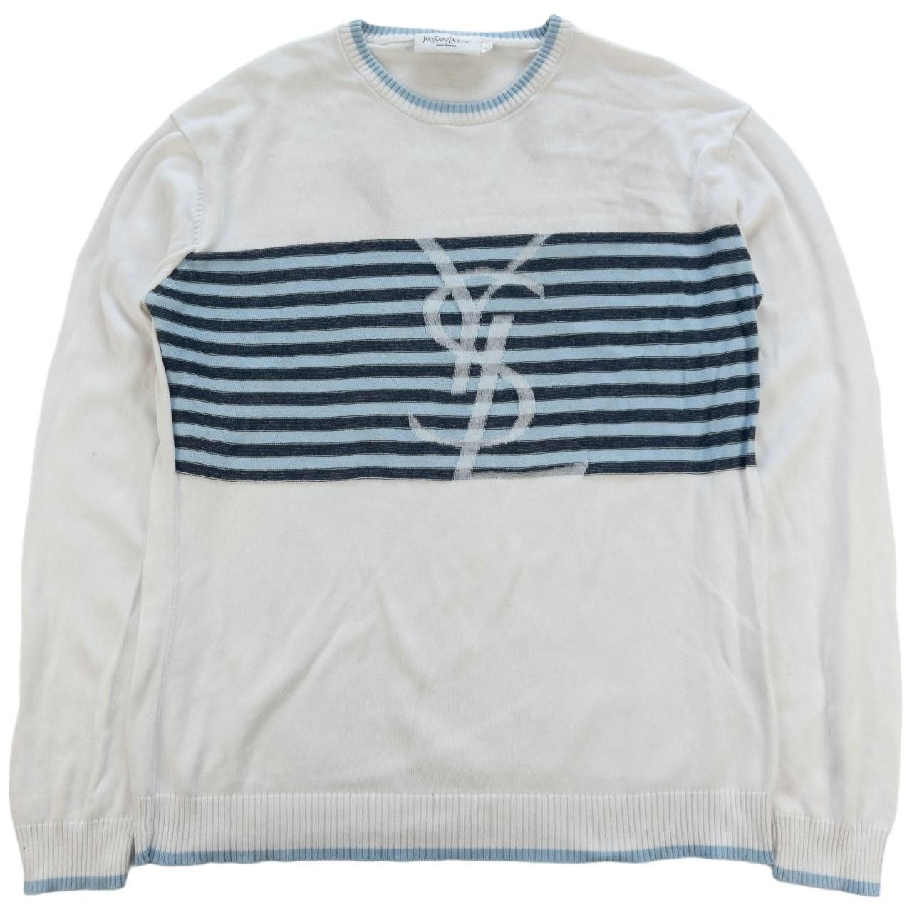 【SAINT LAURENT】vintage knit VINTAGE YVES SAINT LAURENT YSL BIG LOGO KNIT COTTON/WOOL