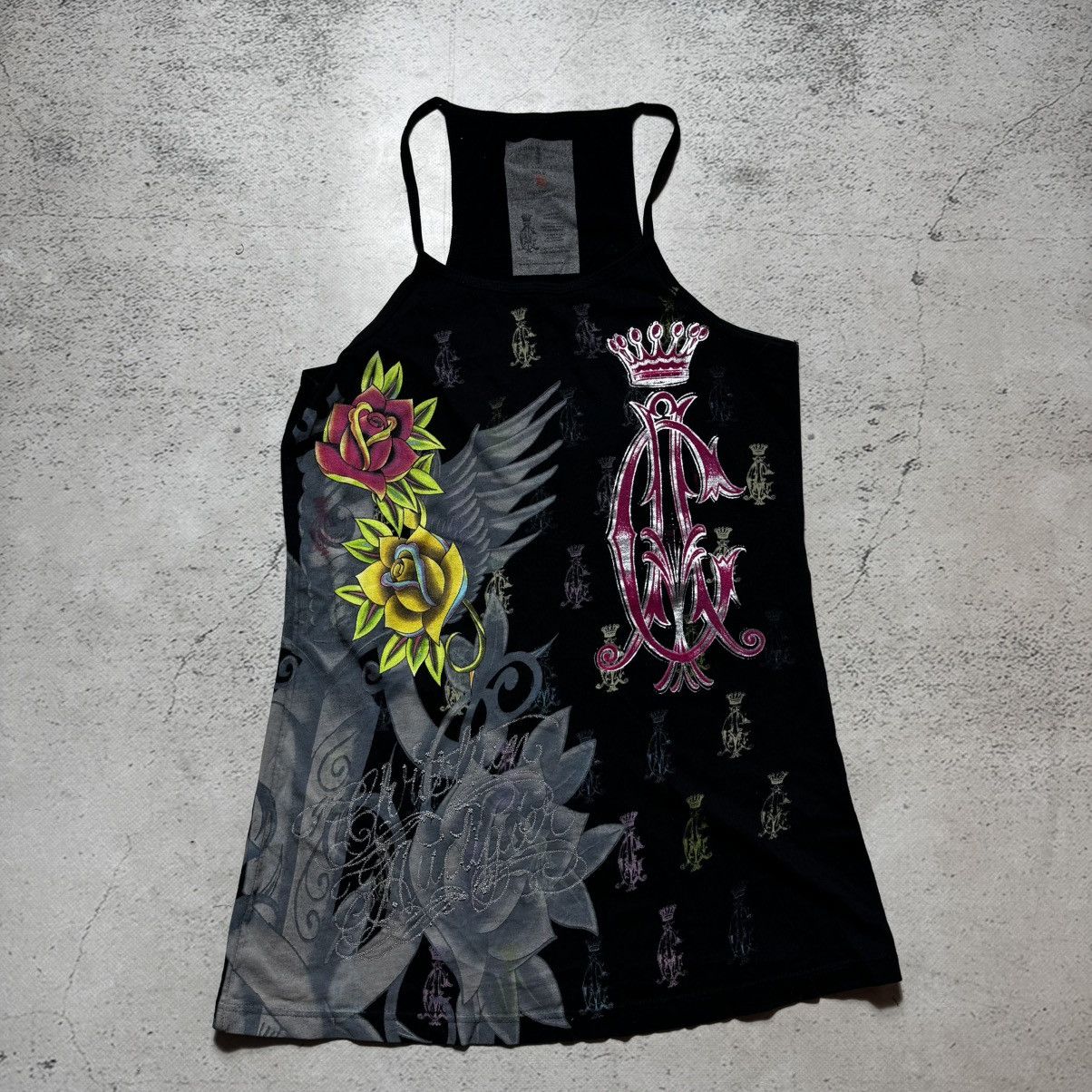 Ed Hardy vintage christian audigier t shirt with flowers and knife Size S / US 4 / IT 40 - 2 Thumbnail