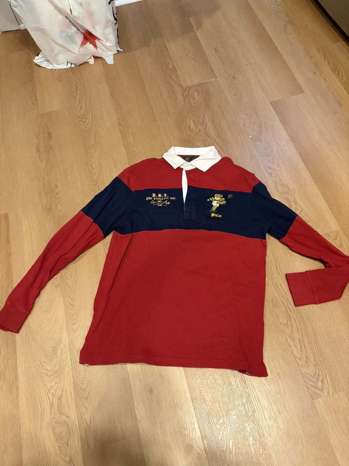 Polo Ralph Lauren Polo Ralph Lauren Kicking Bear Red/Navy Rugby Polo Size US M / EU 48-50 / 2 - 1 Thumbnail