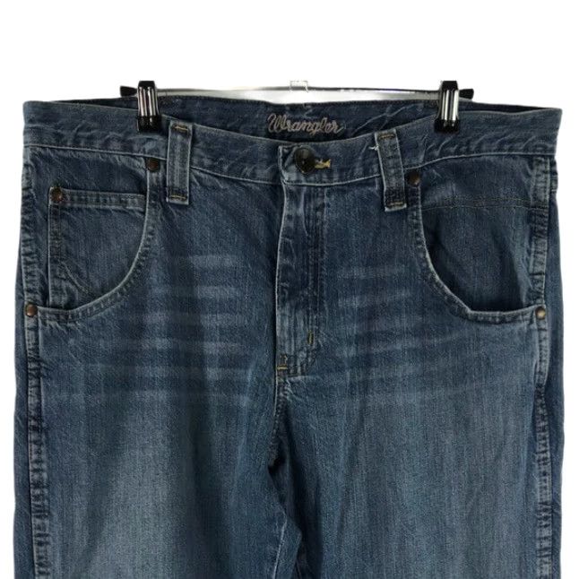 Wrangler Wrangler Mens Regular Fit Straight Leg Jeans Size 36x34 Dark Blue Denim Classic Size US 36 / EU 52 - 3 Thumbnail