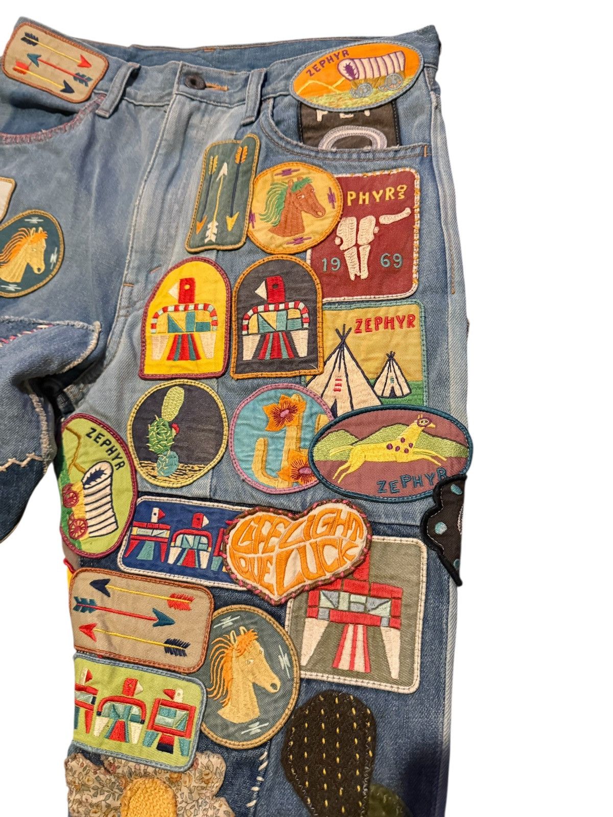 Kapital Kountry Kapital Denim 5P Rat Flare Jeans (Beautiful World Remake) Size US 32 / EU 48 - 6 Thumbnail