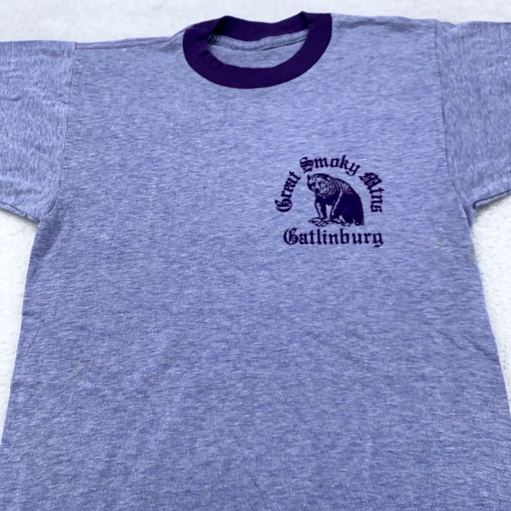 Vintage VINTAGE Great Smoky Mtns Shirt Mens Medium Purple Ringer Gatlinburg Bear 80s Tee Size US XS / EU 42 / 0 - 2 Thumbnail