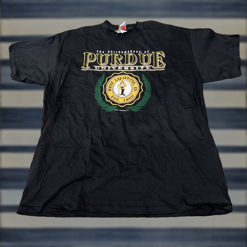 Vintage VINTAGE 90s Purdue Boilermakers T-Shirt Men’s Large Black Midwest Embroidery Single Stitch Cotton Size US L / EU 52-54 / 3 - 1 Thumbnail