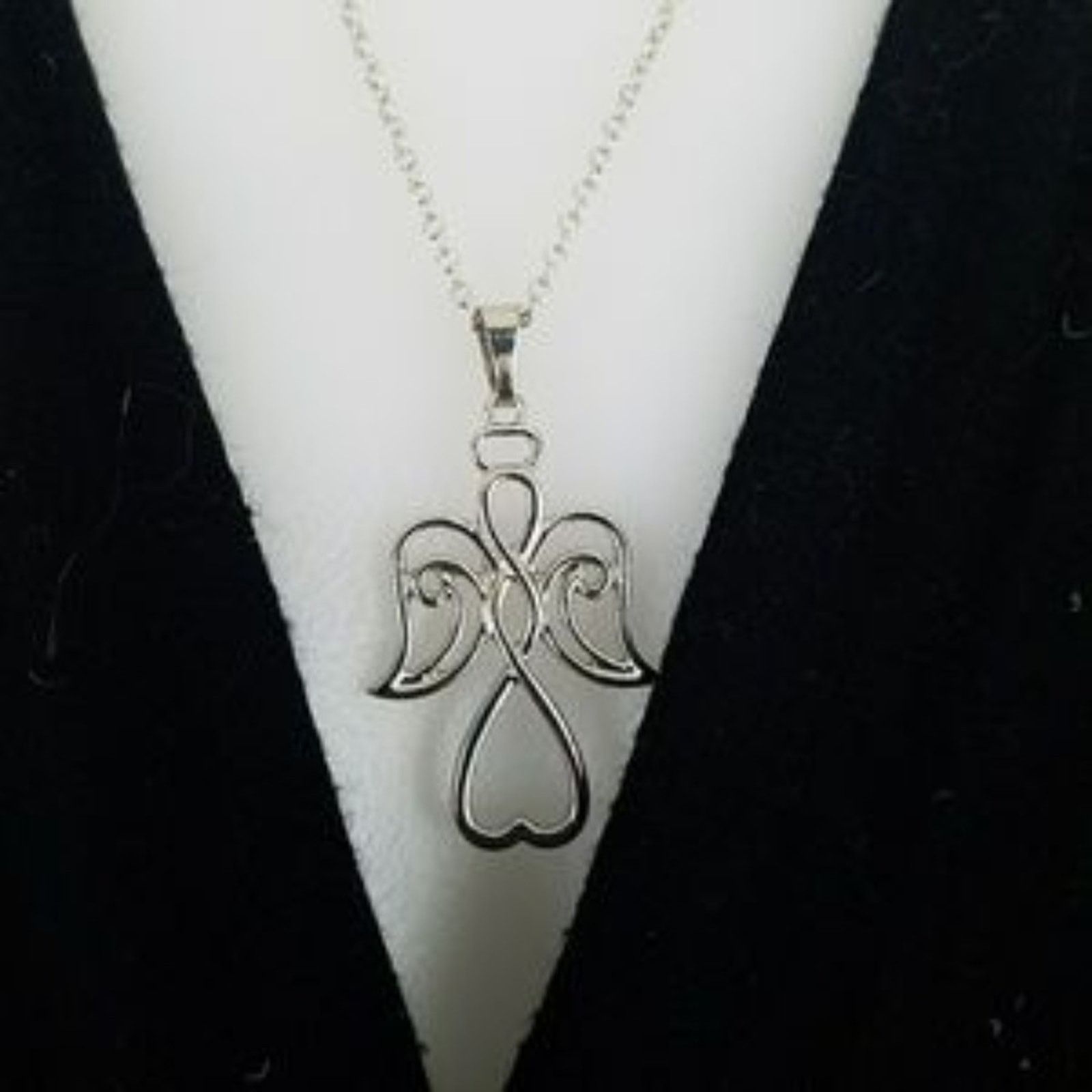 Other Angel Drop Sterling Silver Plated Holiday Christmas Necklace Size ONE SIZE - 2 Thumbnail