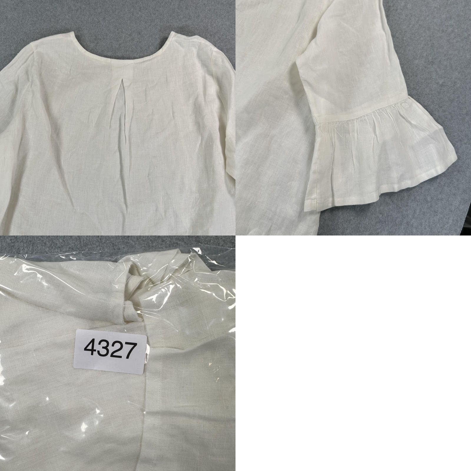 Bell Bryn Walker Tunic Blouse Womens Linen 3/4 Bell Sleeve Ruffle Hem White Made USA Shirts Size XS / US 0-2 / IT 36-38 - 8 Thumbnail