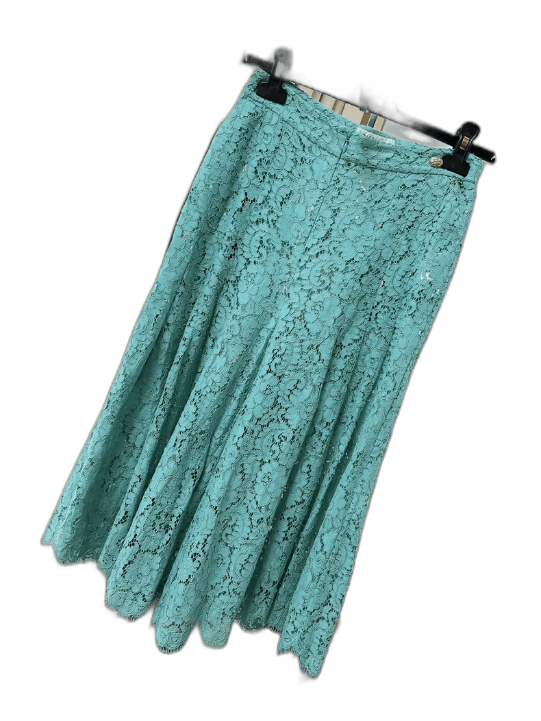 Chanel Chanel Turquoise Lace Midi Skirt Size 38" / US 16 / IT 52 - 1 Thumbnail