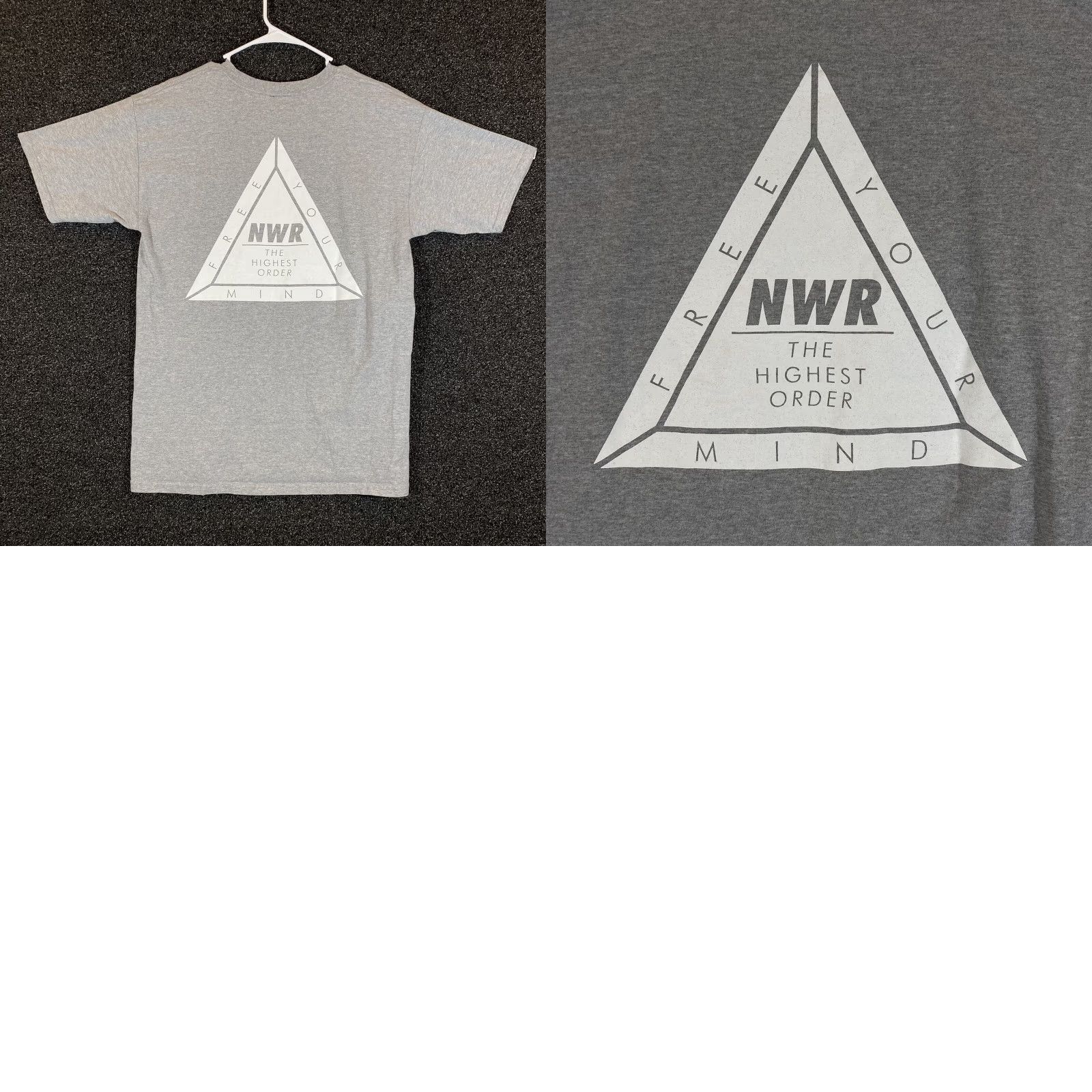 Vintage New World Shirt Mens Large Gray ‘Free Your Mind’ NWR Kill Fear Size US L / EU 52-54 / 3 - 8 Thumbnail