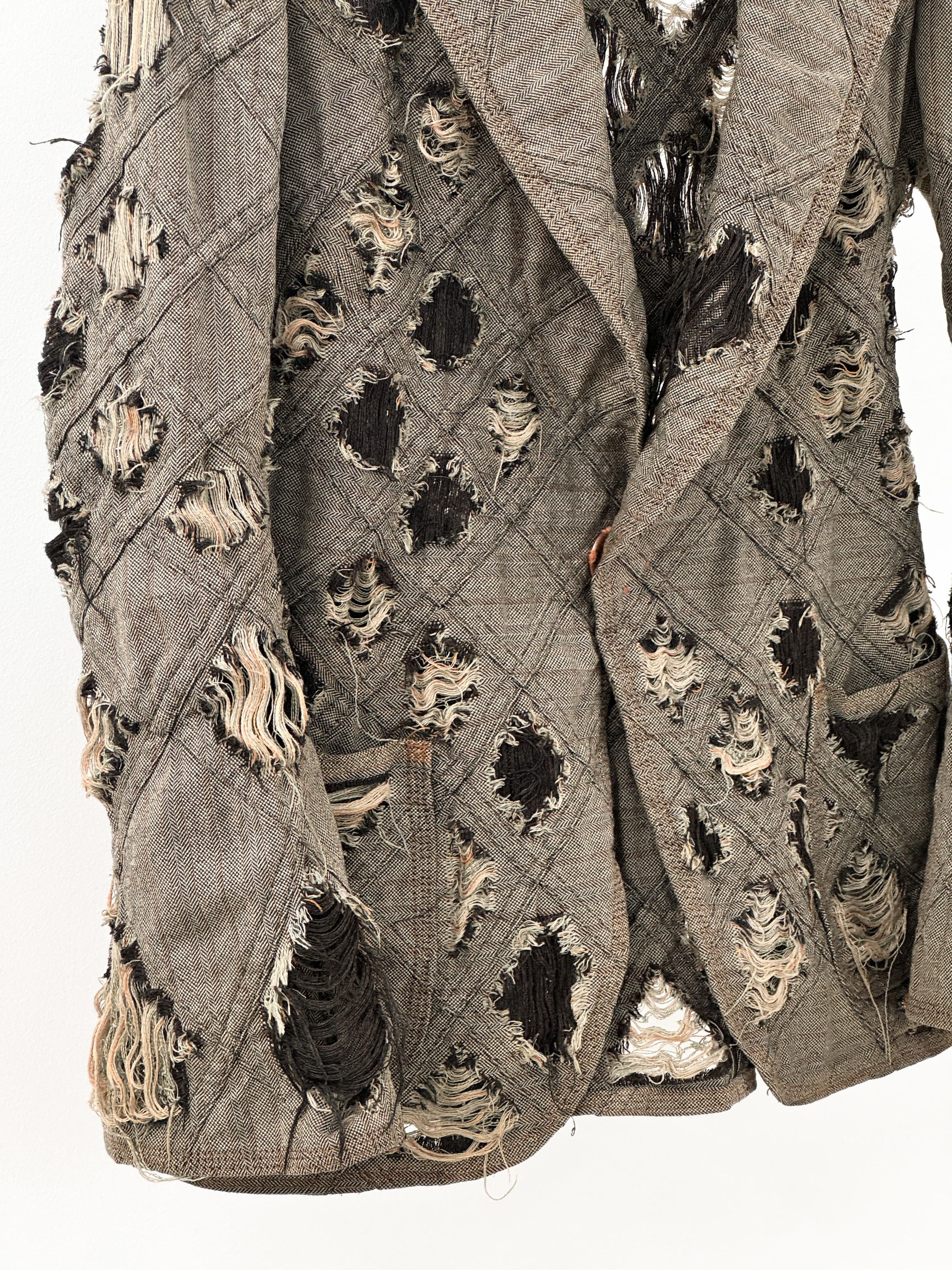 Junya Watanabe JUNYA WATANABE COMME des GARÇONS Distressed Denim Blazer Size M / US 6-8 / IT 42-44 - 4 Thumbnail