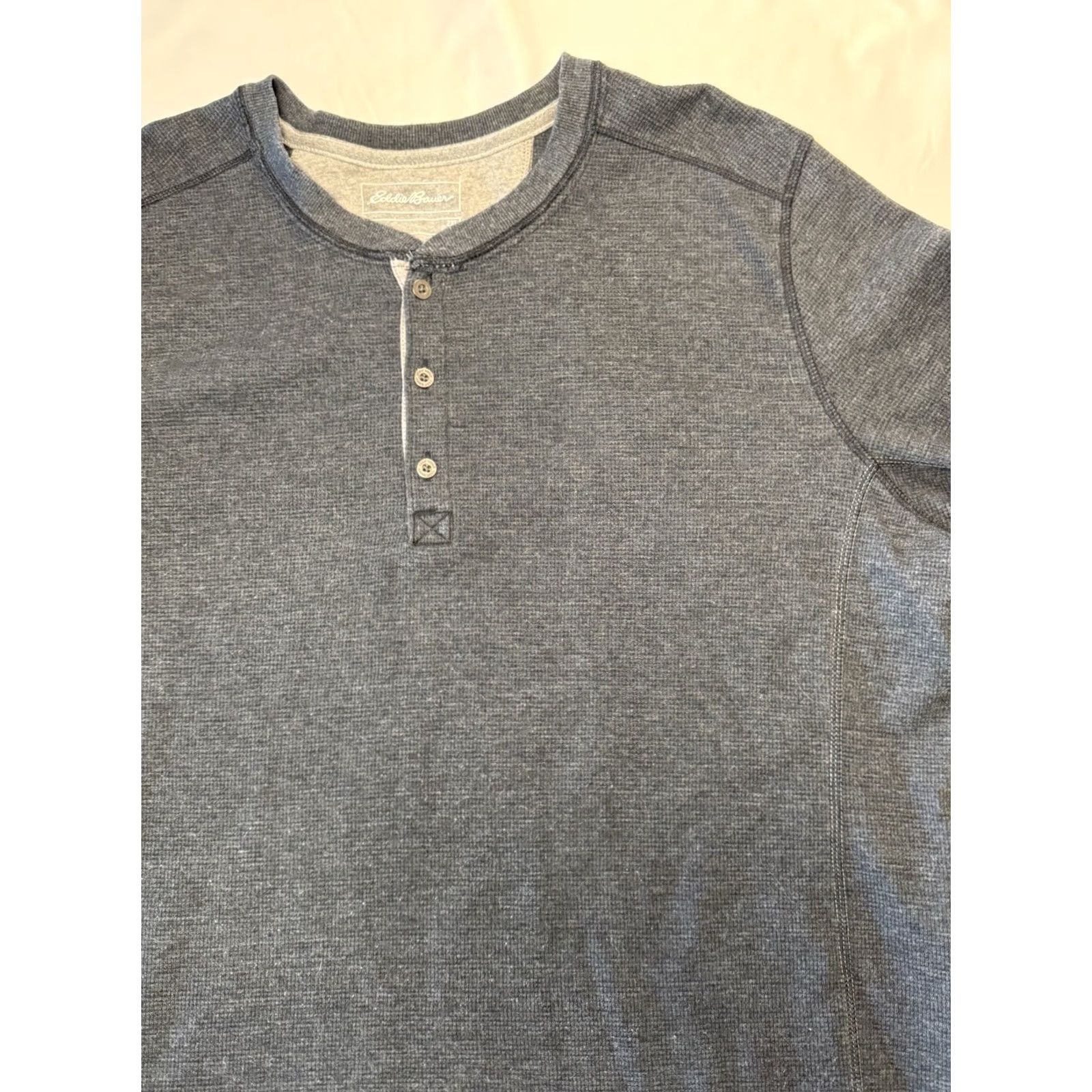 Eddie Bauer Eddie Bauer Shirt Gray Thermal Waffle Knit Henley Button Long Sleeve Mens 2XL Size US XXL / EU 58 / 5 - 2 Thumbnail