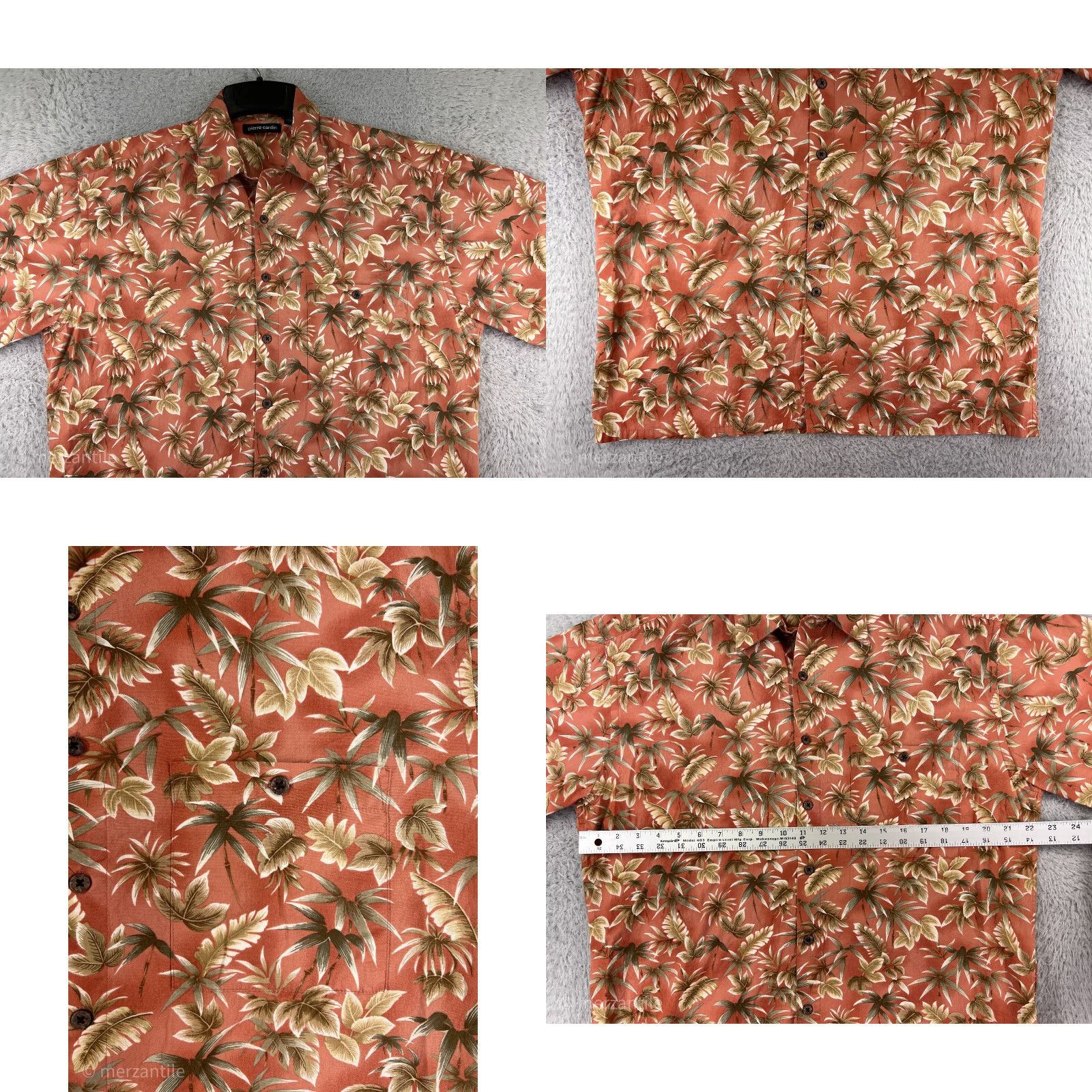 Pierre Cardin Pierre Cardin Shirt Men Regular M Red Orange Yellow Button-Up Hawaiian Palm Leaf Short Sleeve Size US M / EU 48-50 / 2 - 8 Thumbnail