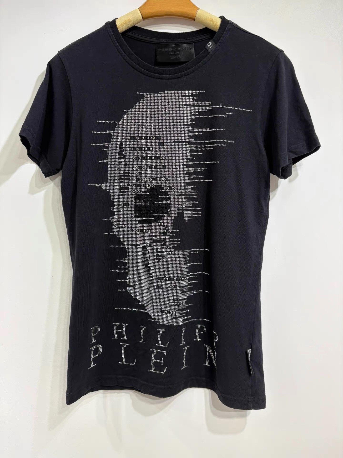 Philipp Plein PHILIPP PLEIN Black Skull Rhinestone Short Sleeve K29 Size US S / EU 44-46 / 1 - 1 Thumbnail