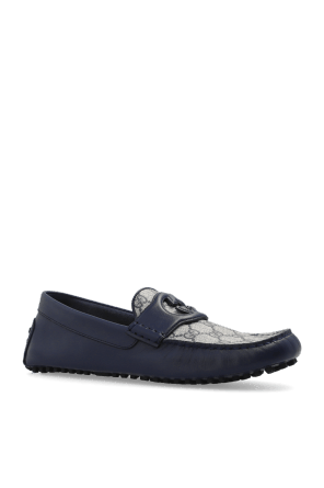 Gucci o1mt1gz0425 Men's Interlocking Loafers in Navy & Light Beige Size US 12.5 / EU 45-46 - 4 Thumbnail