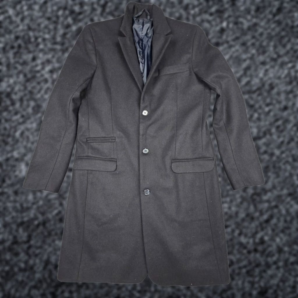 Vintage Kirrin Finch Overcoat Wool Men's Small Dark Navy Blue 3-Button Trench Non Binary Italy Size S / US 4 / IT 40 - 1 Thumbnail