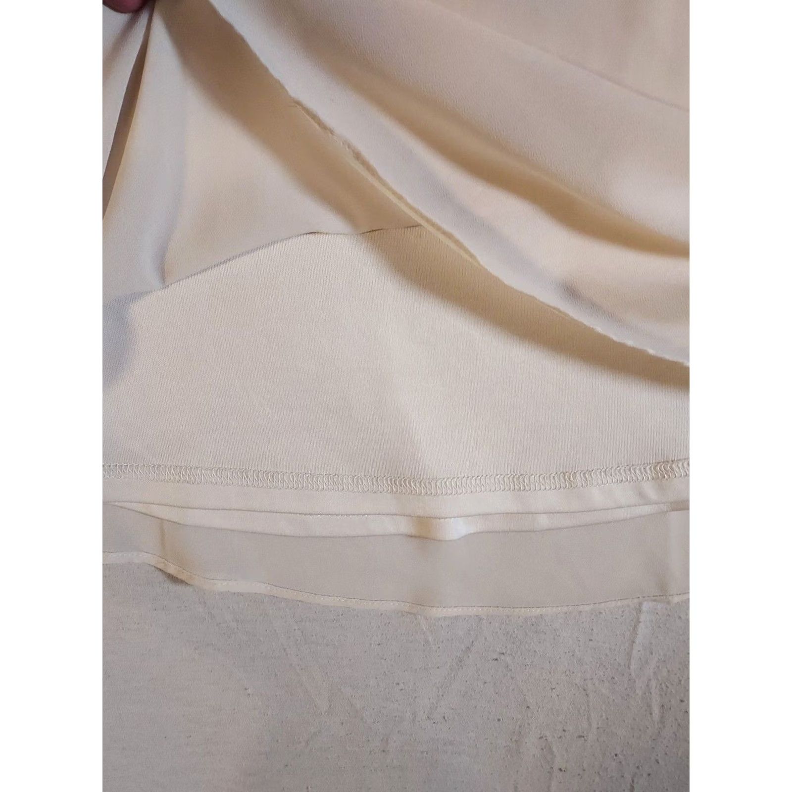 Vintage Grace Karin Blouse Women M Beige Solid Chiffon 3/4 Ruffle Size M / US 6-8 / IT 42-44 - 3 Thumbnail