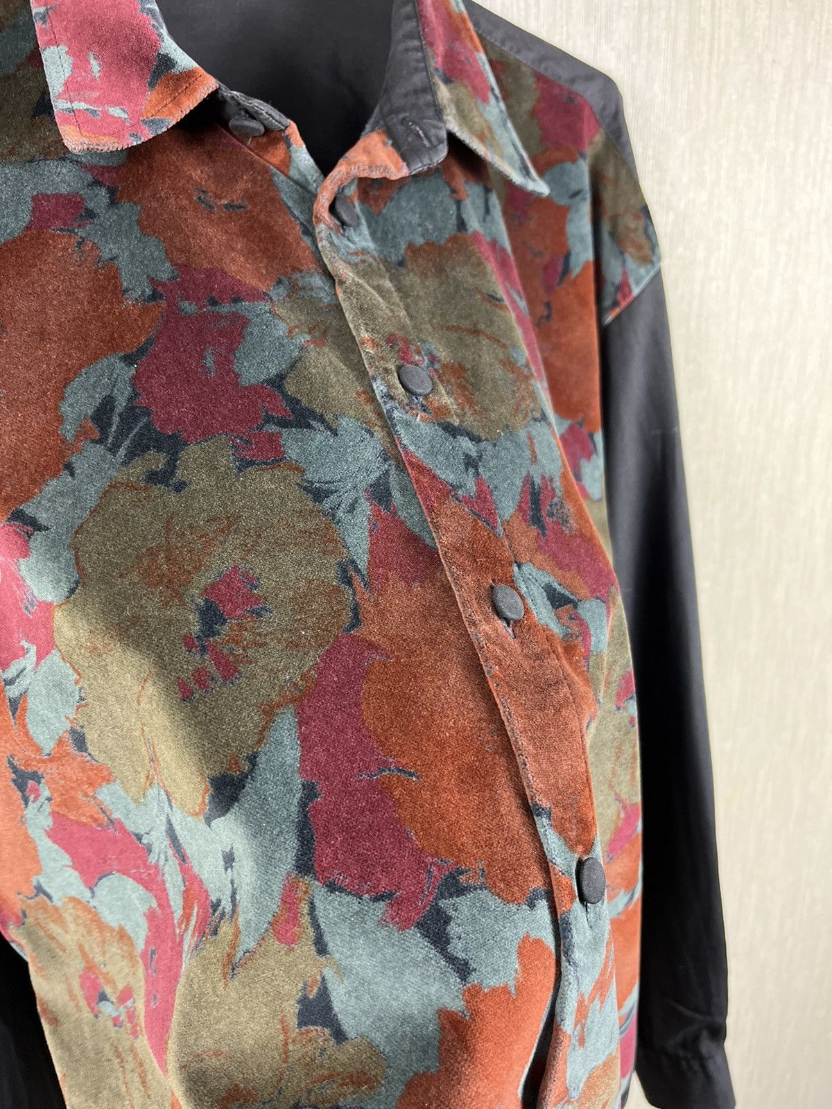 Designer × Vintage × Yashi Yamamuri Vintage Yashi Yamamuri velvet velour floral print art shirt Size US XL / EU 56 / 4 - 14 Thumbnail