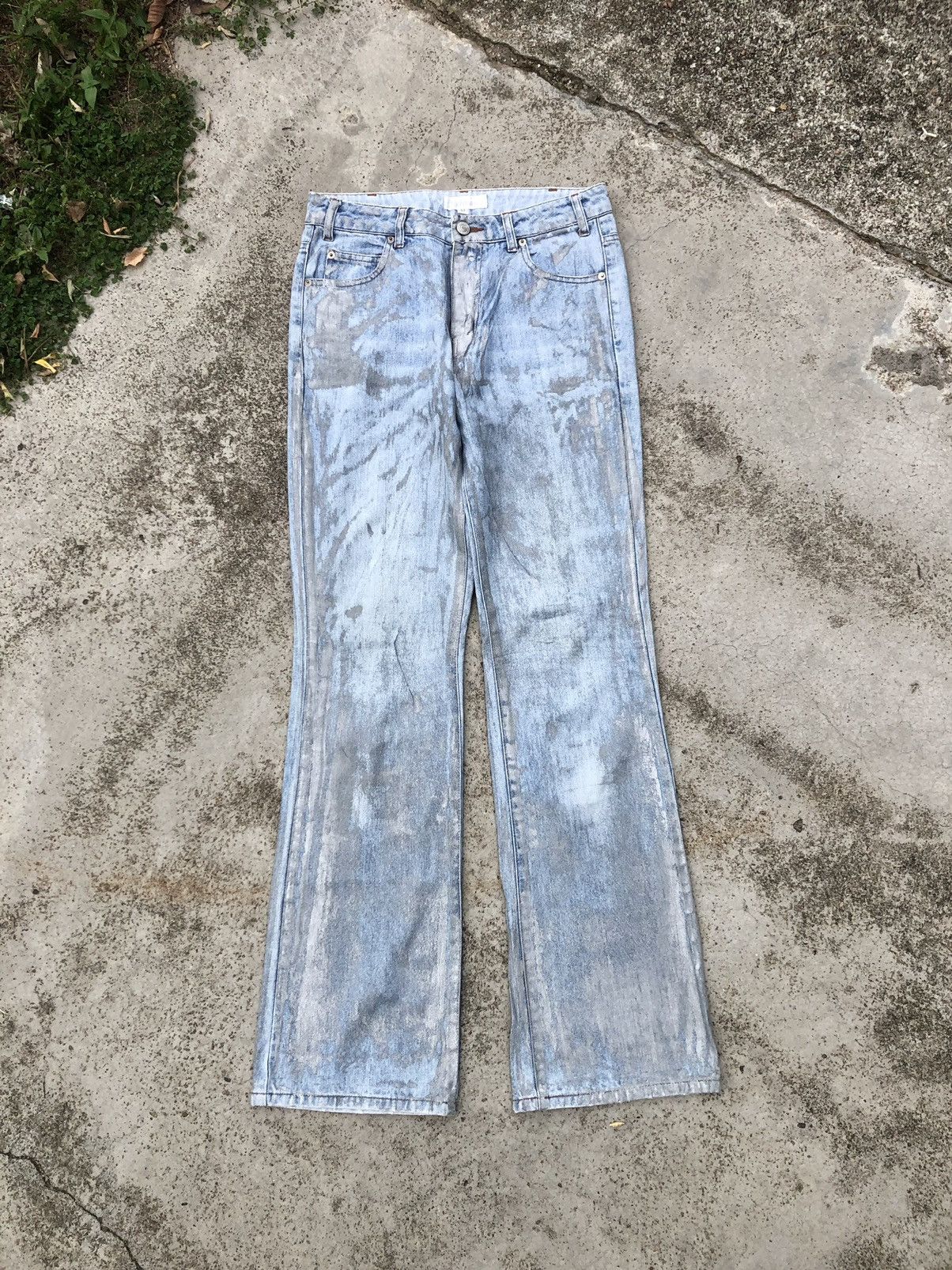 If Six Was Nine FLARED⚡️⚡️PAINTED SILVER JEANS BY LINDSTORM Size 27" / US 4 / IT 40 - 1 Thumbnail