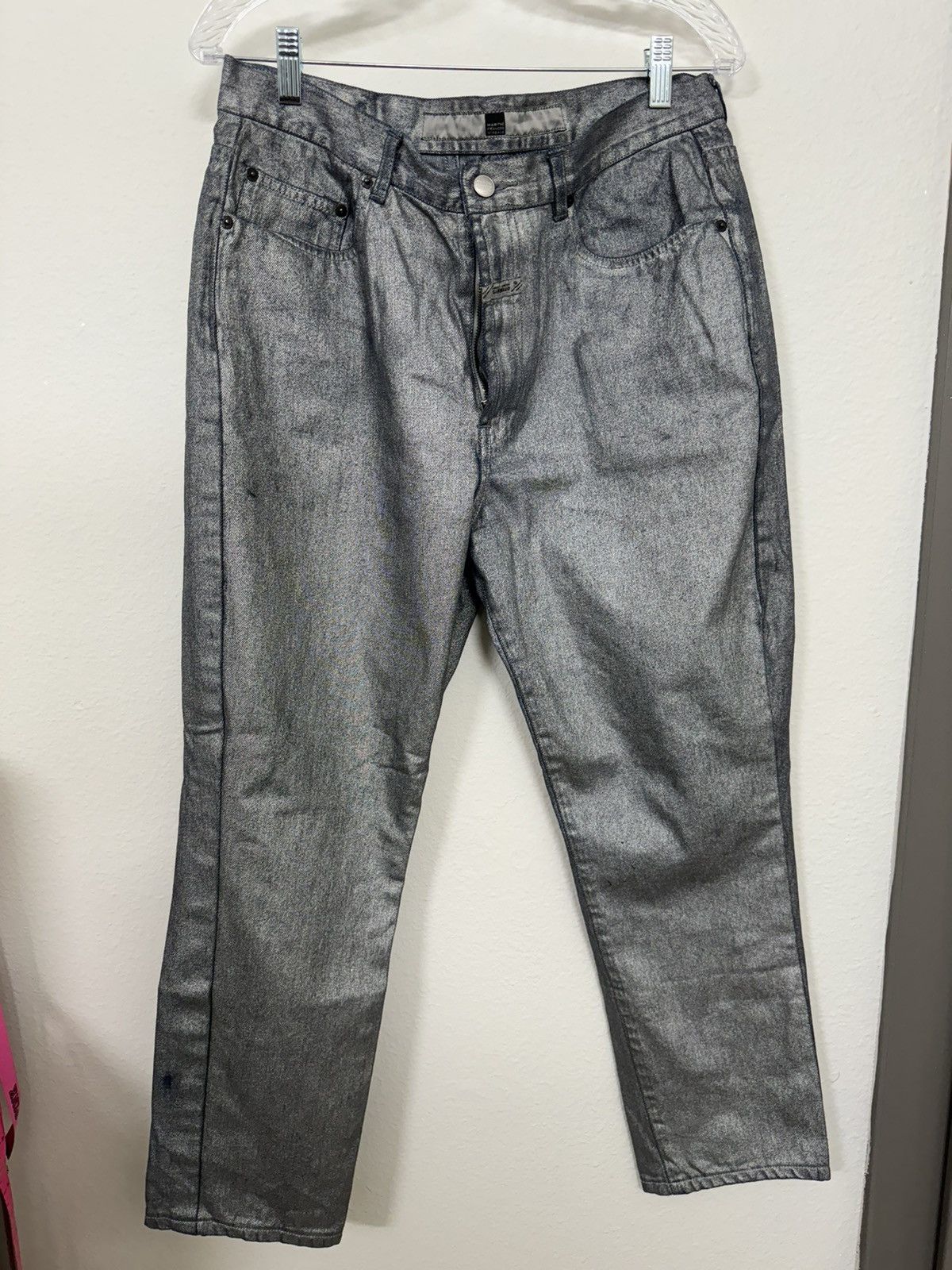 Marithe + Francois Girbaud Silver Reflective Girbaud Jeans Size US 32 / EU 48 - 1 Thumbnail