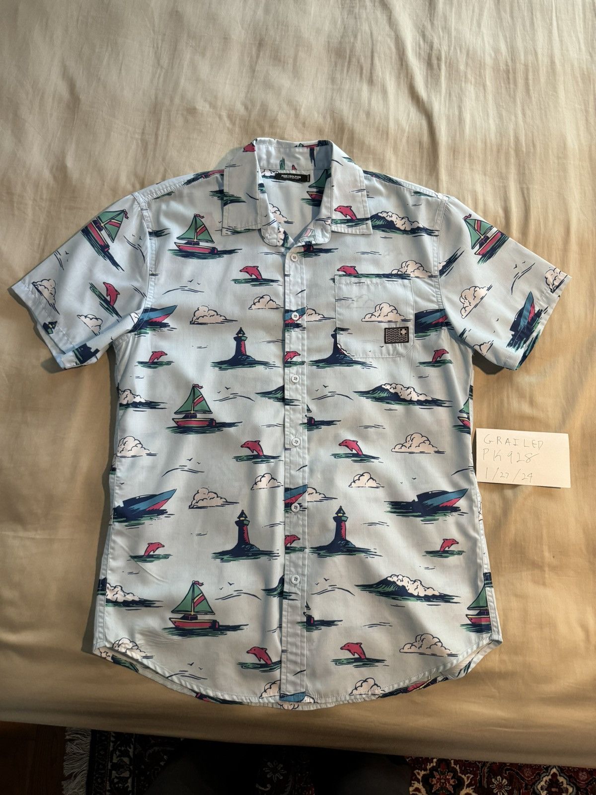 Pink Dolphin Pink + Dolphin Button Up Shirt Size Medium- Blue Size US M / EU 48-50 / 2 - 1 Thumbnail