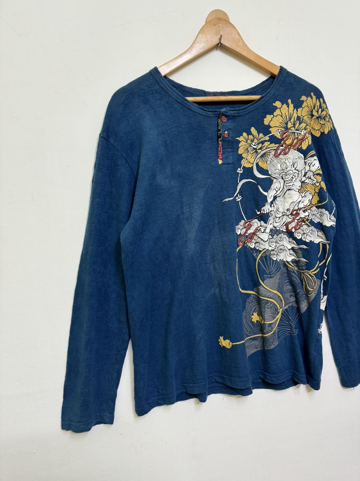 Japanese Brand Japanese Graphic Japanese God of Wind Faded Long Sleeve Size US M / EU 48-50 / 2 - 3 Thumbnail