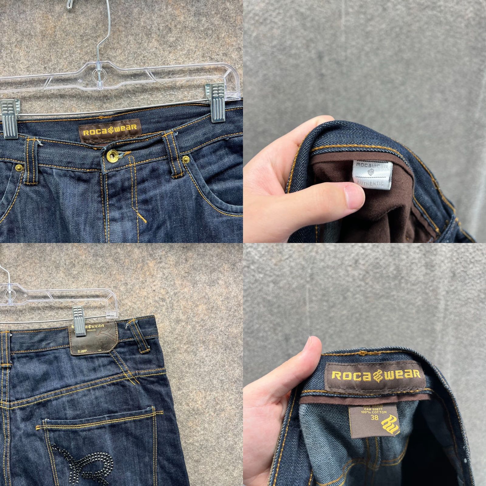 Rocawear VINTAGE Rocawear Jeans Mens 38 Dark Wash Straight Embellished Hip Hop Streetwear 5-Pocket Denim Blue Size US 38 / EU 54 - 8 Thumbnail