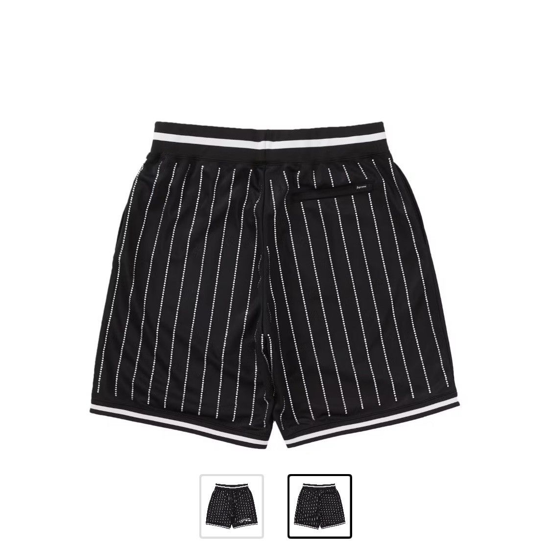 Supreme Supreme Rhinestone Stripe Basketball Short Black Size US 30 / EU 46 - 2 Thumbnail