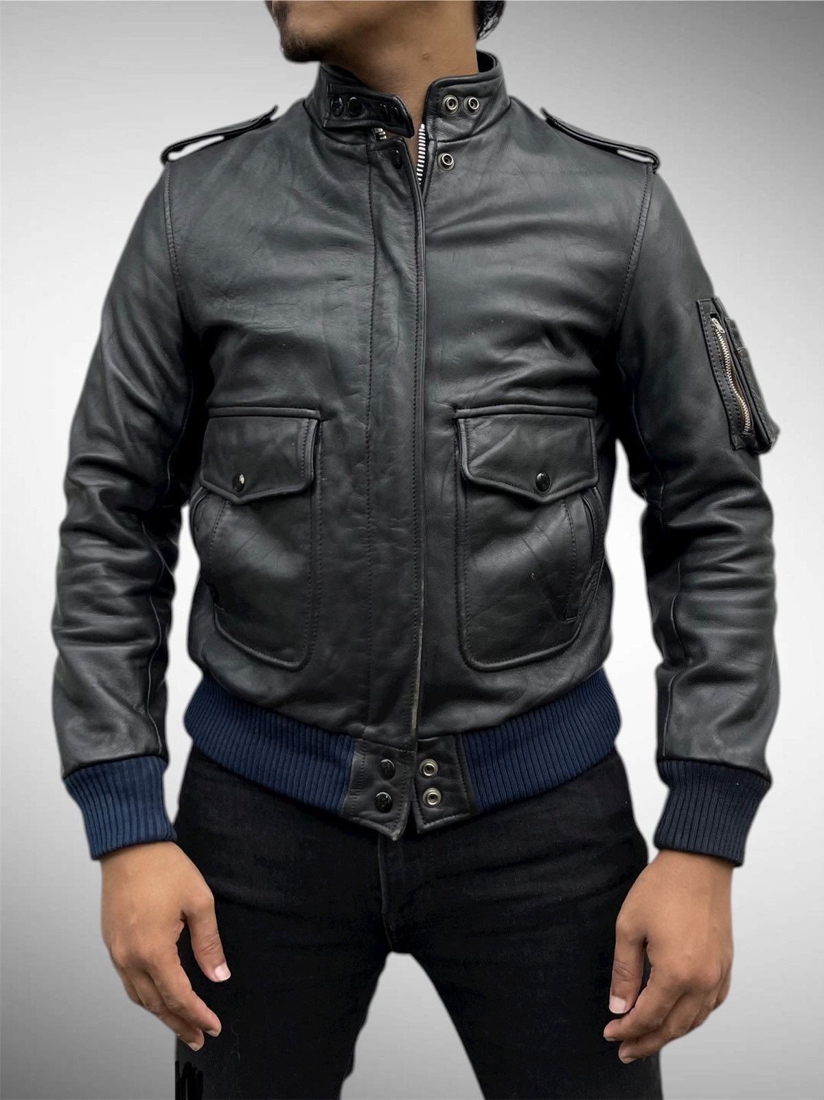 The Real McCoy's 🔥Vintage Us Air Force Genuine Leather Flight Bomber Jacket Size US S / EU 44-46 / 1 - 1 Thumbnail