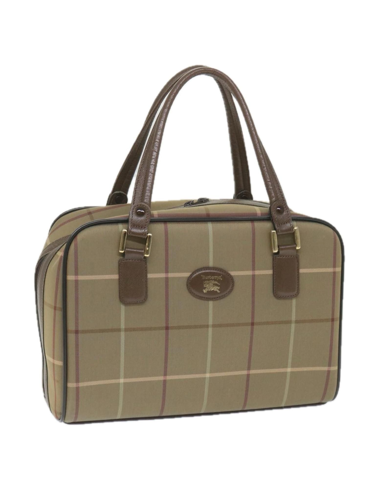 image of Burberry Brown Synthetic Designer Handbag, Women's