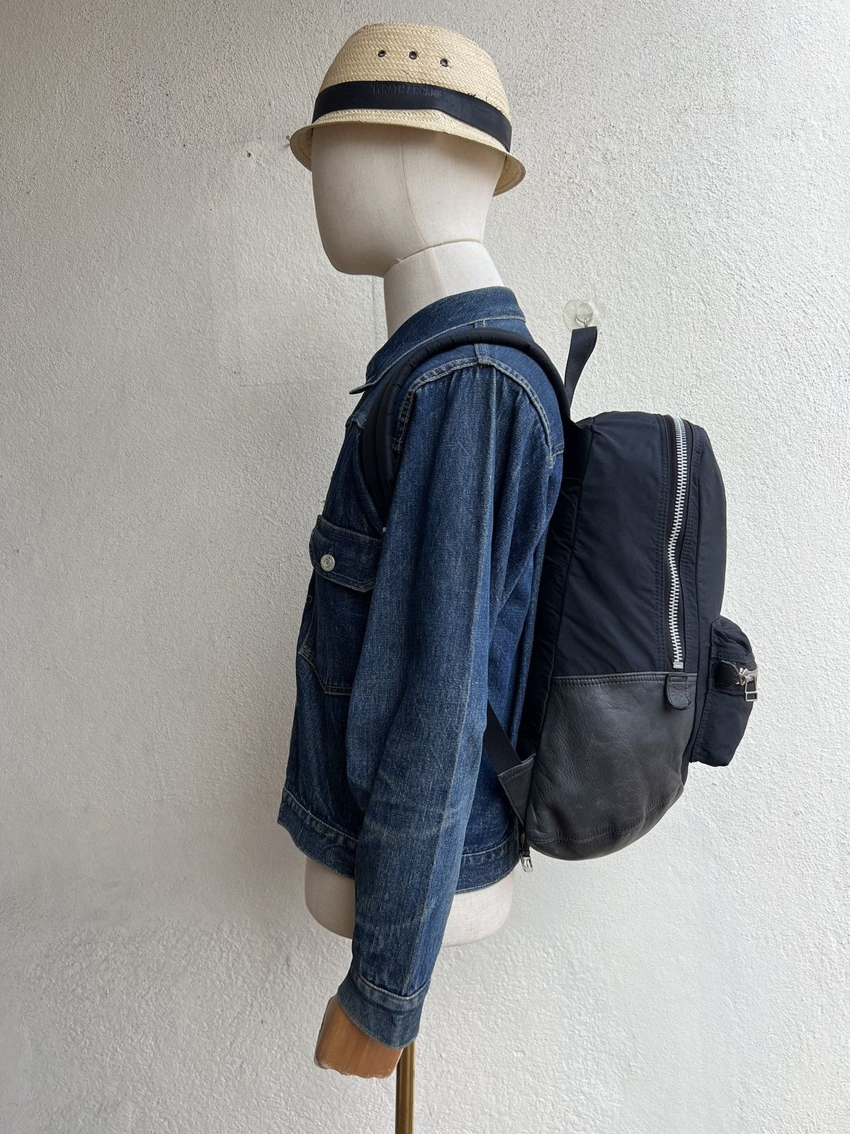 Leather Vintage Lounge Lizard Patina Leather Nylon Backpack Bag Size ONE SIZE - 4 Thumbnail