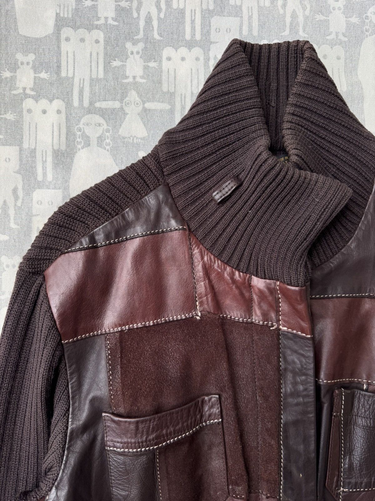 Alexander McQueen Alexander McQueen AW00 Leather Patchwork Knit Jacket Size M / US 6-8 / IT 42-44 - 4 Thumbnail