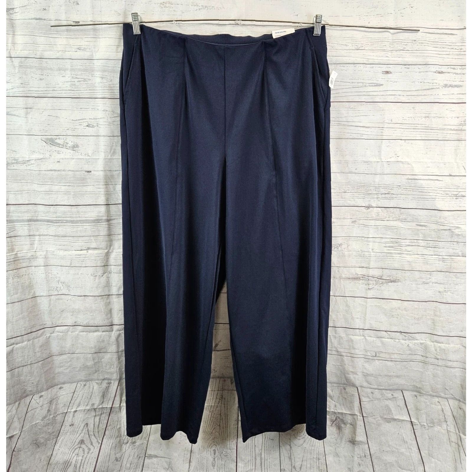 Old Navy VINTAGE Old Navy Womens Wide Leg Powersoft Pants Sz 2XL Blue Pull On High Rise Size 40" / US 18 - 2 Thumbnail