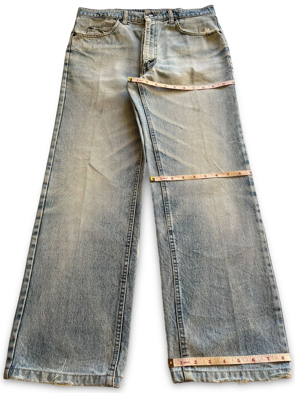 Japanese Brand Vintage Japanese Brand Light Wash Distressed Baggy Jeans Size US 32 / EU 48 - 12 Thumbnail