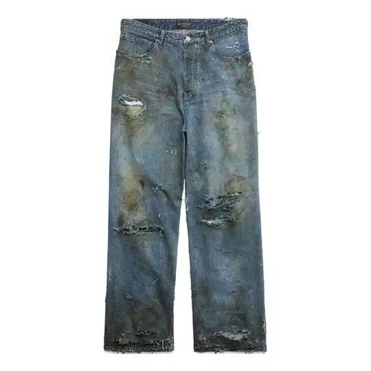 Balenciaga o1srvl11e0425 Super Destroyed Baggy Denim Pant in Light Blue Size US 28 / EU 44 - 3 Thumbnail