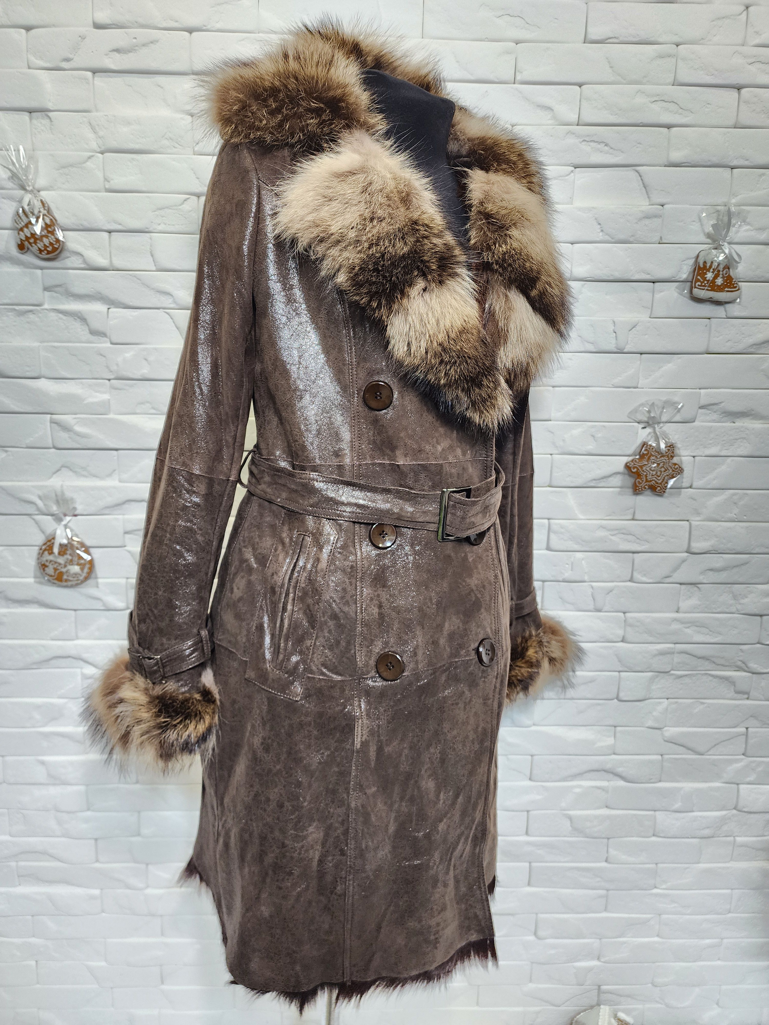 Furla Brown Sheepskin Coat: Women's Genuine Fur Size L / US 10 / IT 46 - 3 Thumbnail