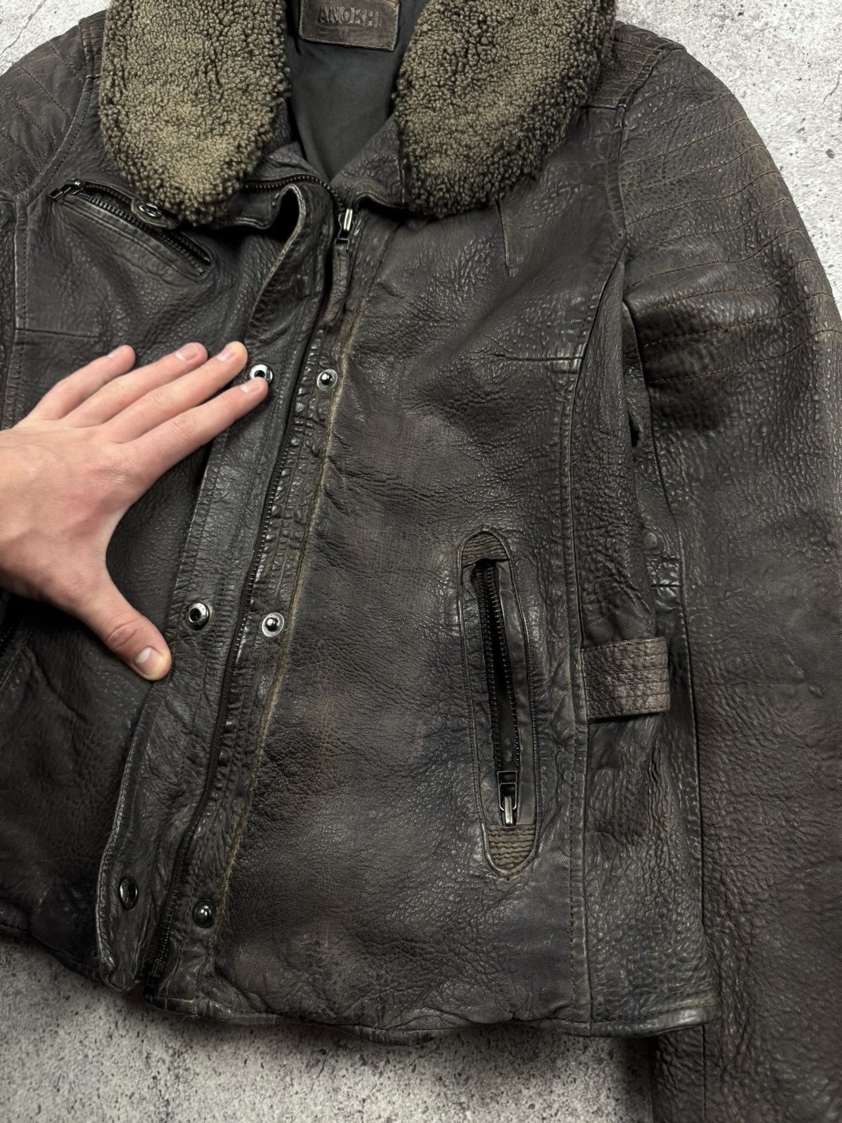 Japanese Brand Vintage Y2K Owens Style Shearling Asymetrical Leather Jacket Size S / US 4 / IT 40 - 8 Thumbnail