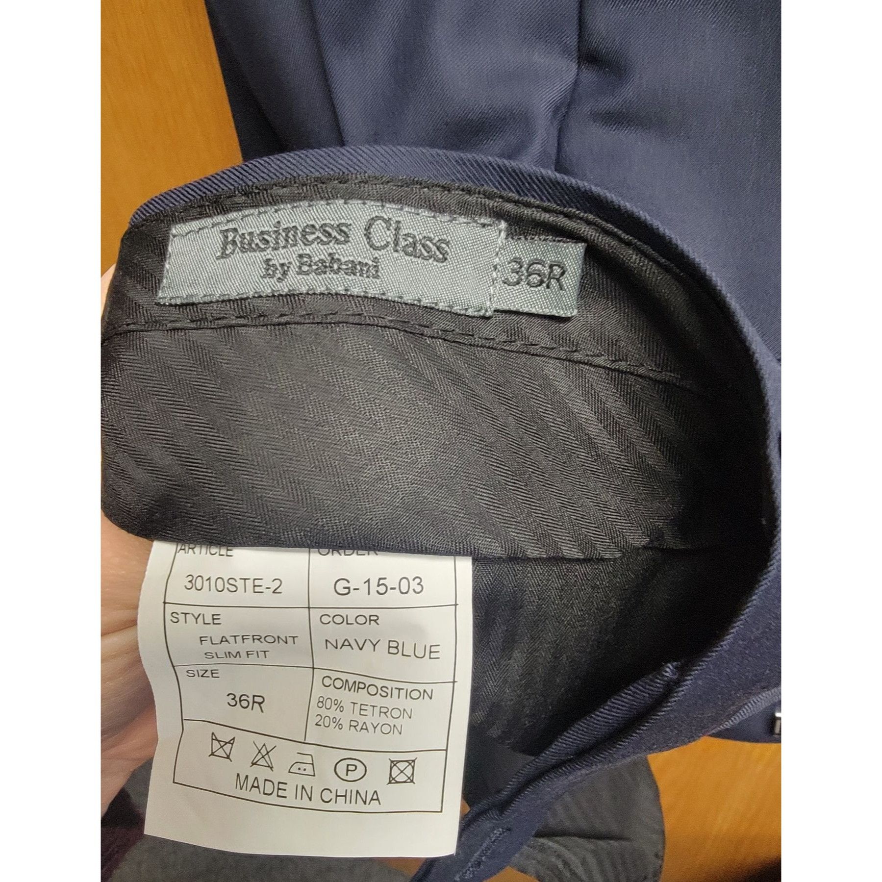Other Mens Navy Blue Classic 2-Button Suit Polyester & Rayon Unhem Size 42R - 14 Thumbnail