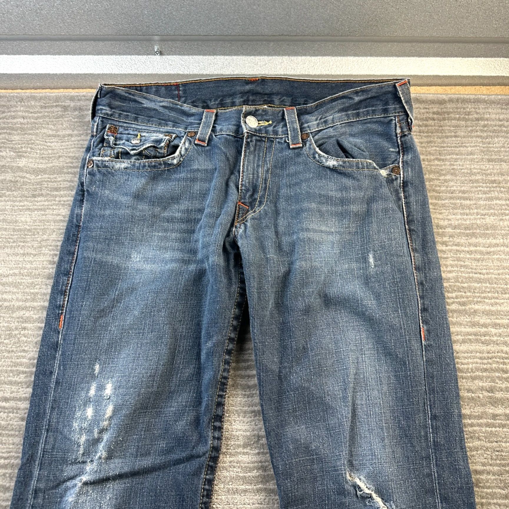 True Religion Jeans Mens 34 Ricky T Flap USA Made Distressed