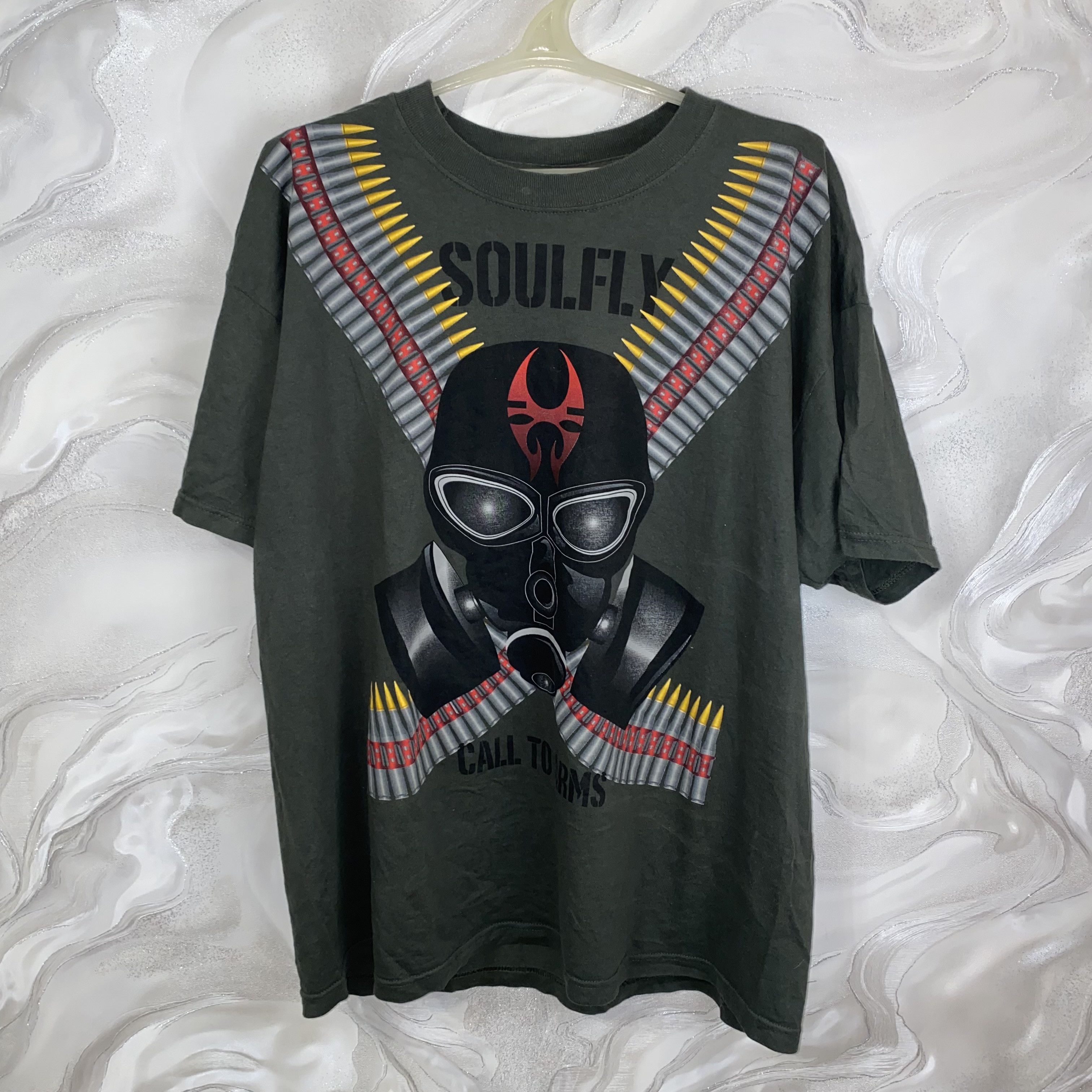 Vintage Soulfly Call To Arms Khaki T-Shirt Red 2003 tour Size XL Size US XL / EU 56 / 4 - 2 Thumbnail