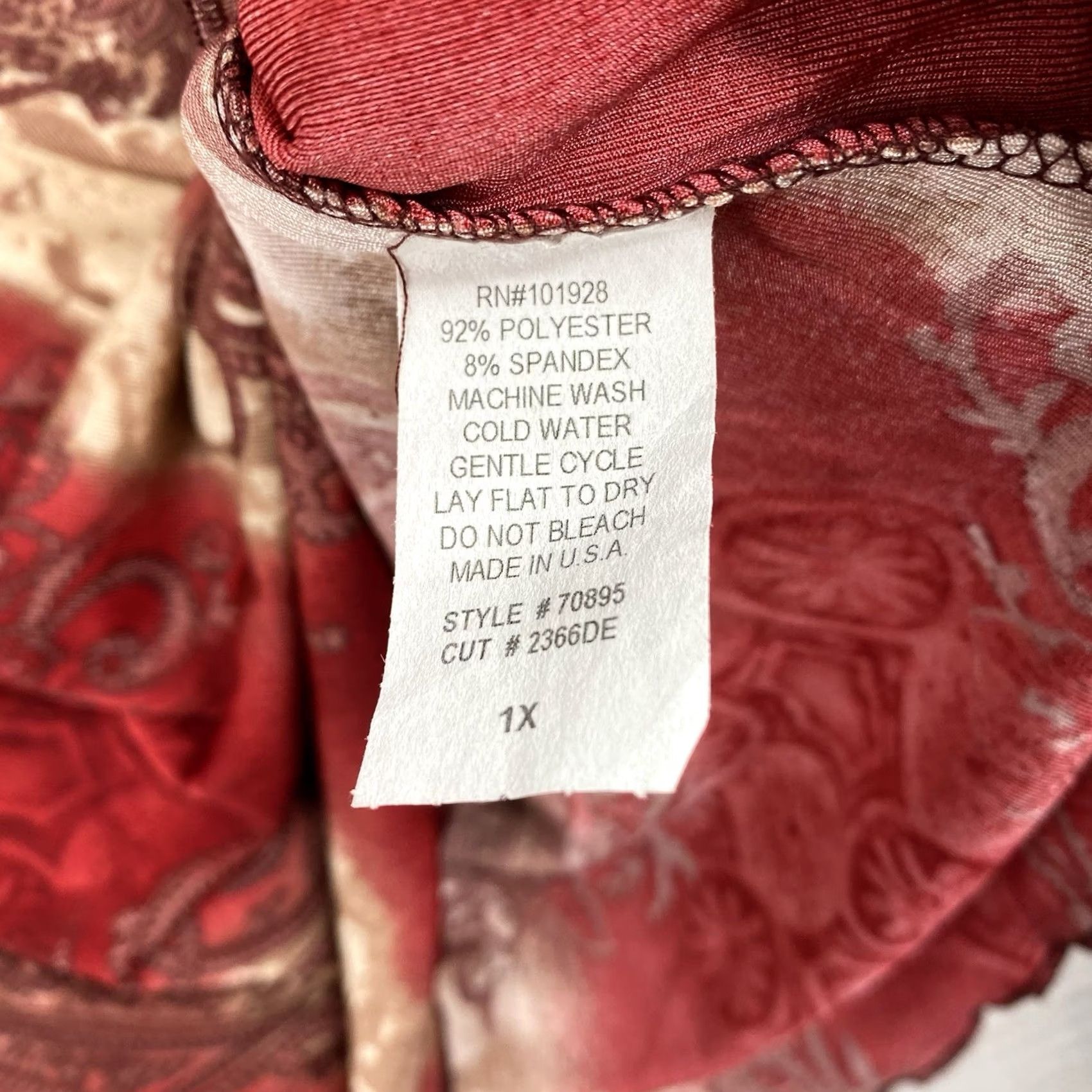 Vintage Susan Lawrence Blouse Womens 1X Red Paisley Embroidered Short Sleeve Boho Shirt Size XL / US 12-14 / IT 48-50 - 6 Thumbnail