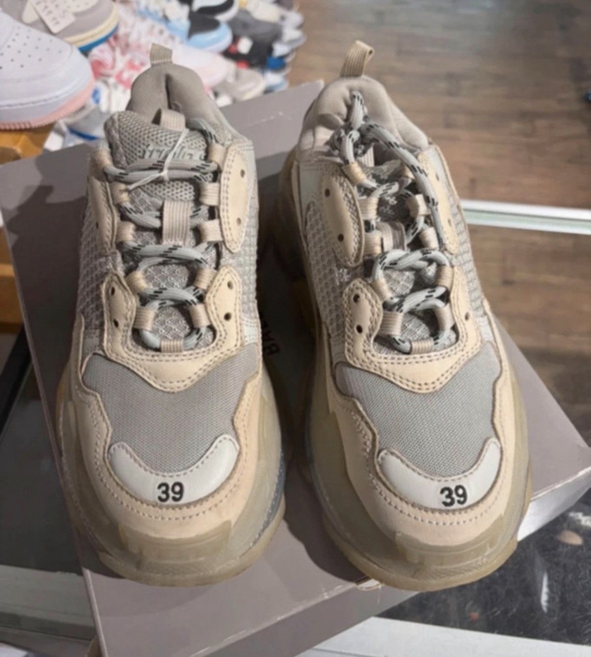 Balenciaga Balenciaga Grey Leather and Mesh Triple Clear Sole Sneakers Size US 9 / IT 39 - 3 Thumbnail