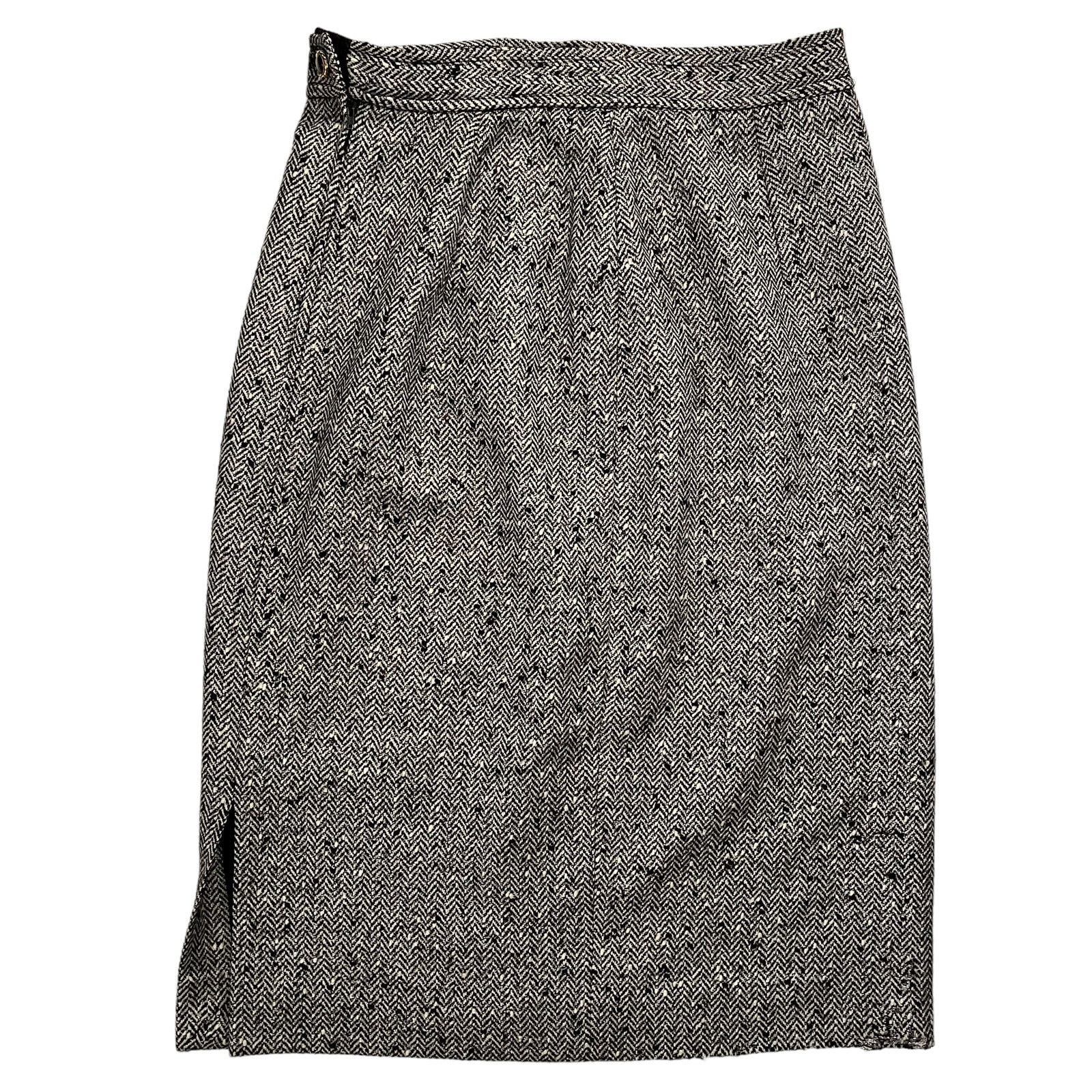 Emanuel Ungaro × Vintage Emanuel Ungaro Solo Donna Metallic Tweed Wool Pencil Skirt Size 28" / US 6 / IT 42 - 3 Thumbnail