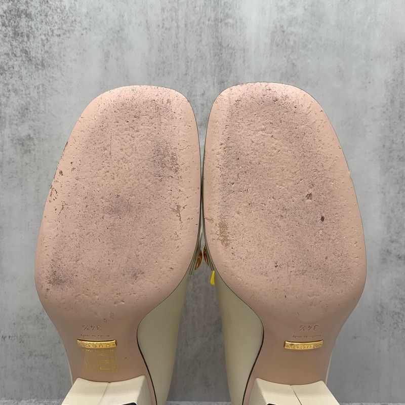 Gucci Gucci Sylvie Beige Leather Chunky Heels -2508 Size US 5 / IT 35 - 5 Thumbnail