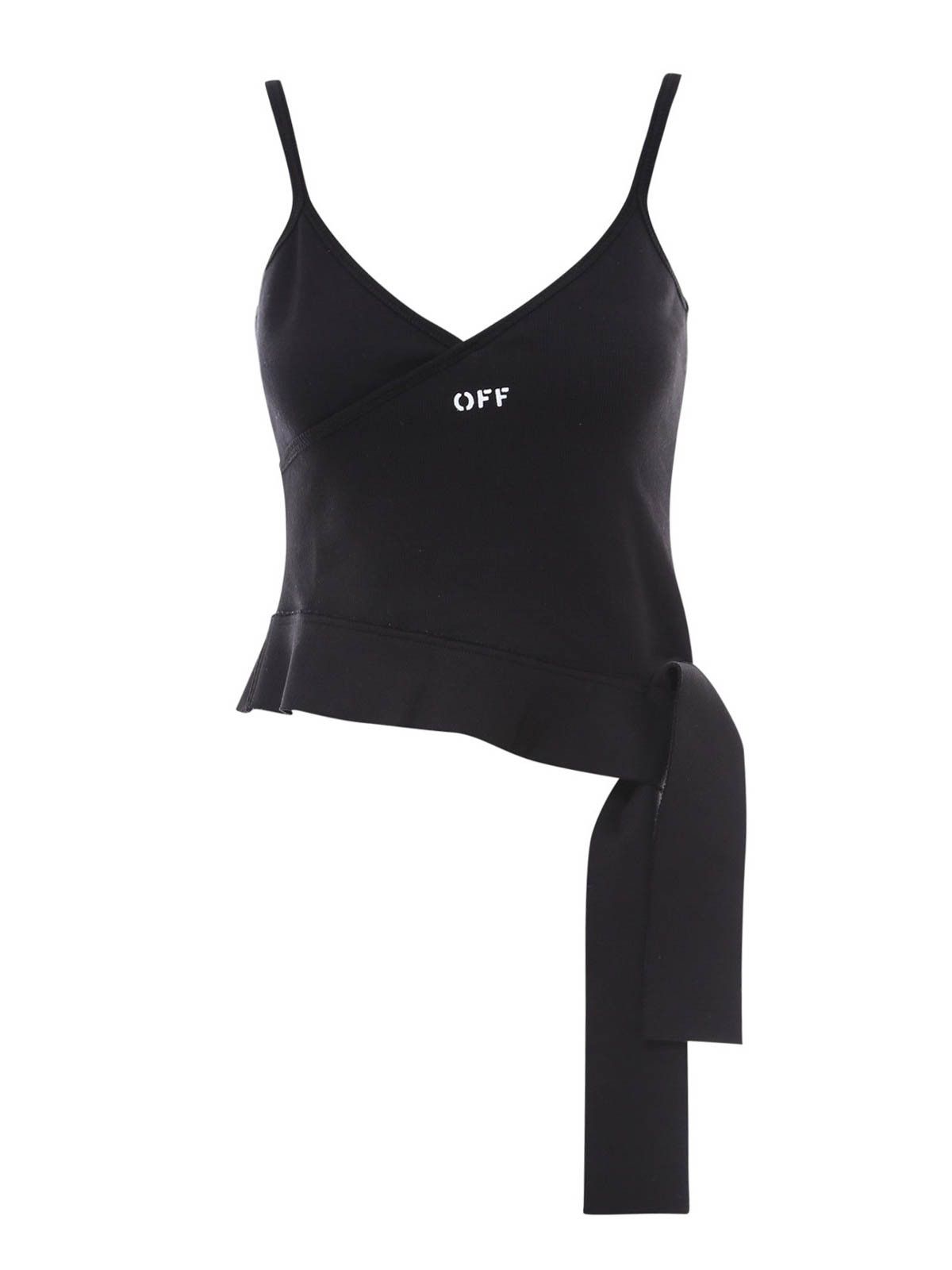 Off-White o1gr1nt0125 Jersey Volant Top in Black Size M / US 6-8 / IT 42-44 - 1 Thumbnail
