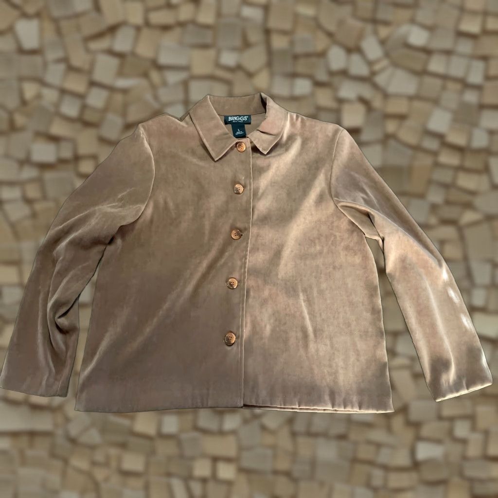 Vintage VINTAGE? (No) Briggs Jacket Women's Large Brown Button Up Blazer Long Sleeve Casual Fall Spring Summer Polyester Solid Regular Pink? Size L / US 10 / IT 46 - 1 Thumbnail