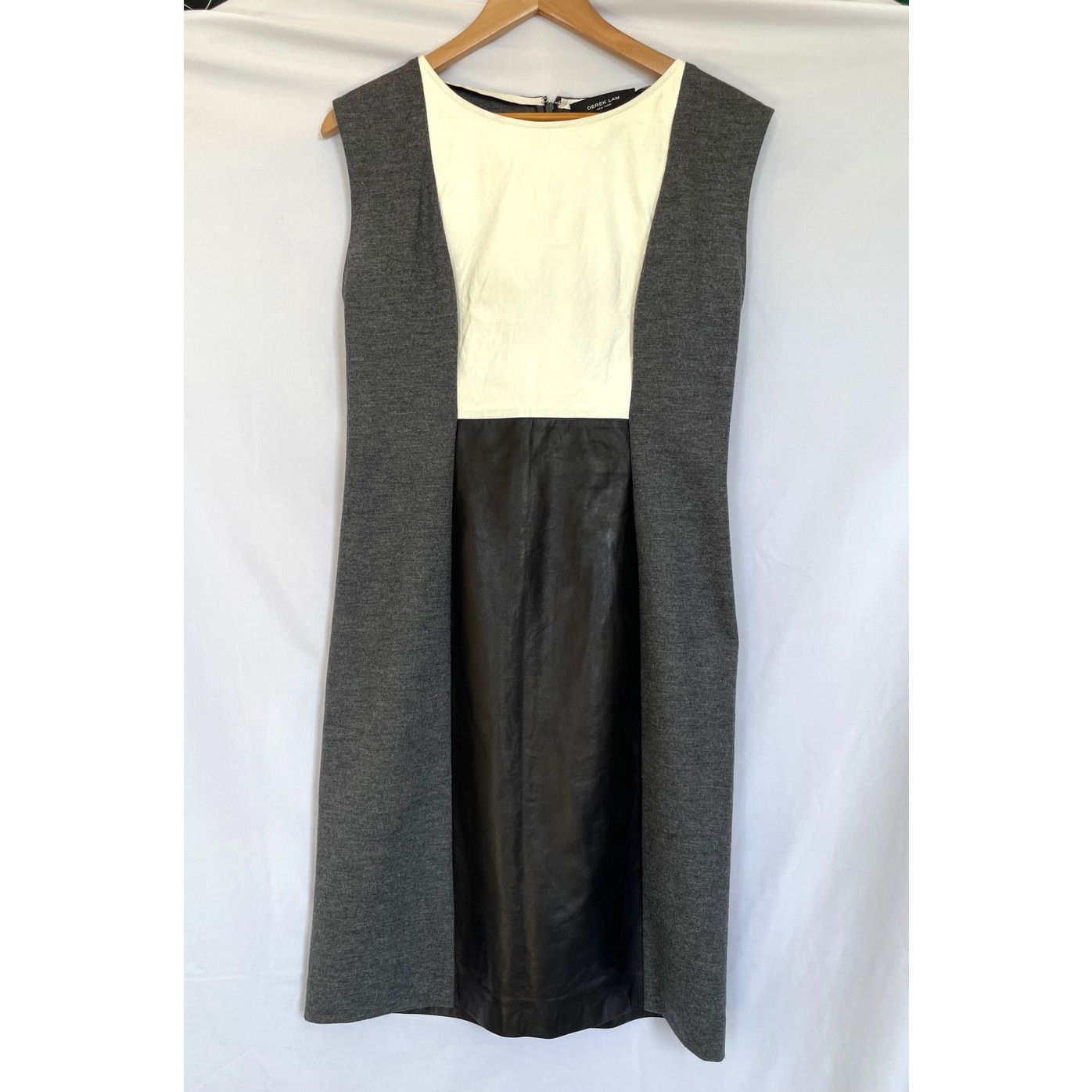 Derek Lam 10 Crosby Derek Lam Black White Leather Colorblock Grey Sheath Dress 8 Size M / US 6-8 / IT 42-44 - 1 Thumbnail