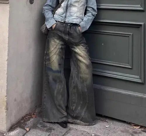 Japanese Brand × Jean Heavy-duty washed distressed faded micro-flare jeans Size US 32 / EU 48 - 1 Thumbnail