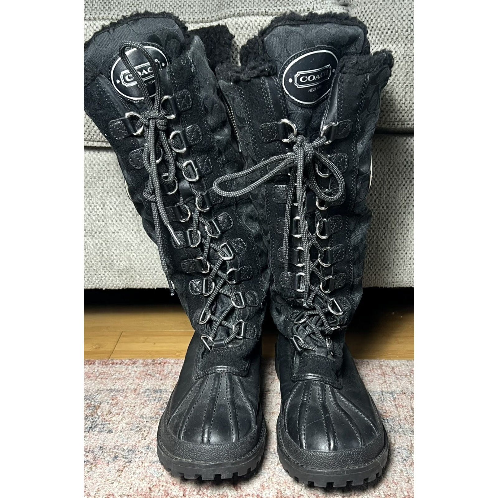 Coach Coach Libby Black Boots Lace Up Zipper Monogram Logo Size 8 B Womens Size US 8 / IT 38 - 4 Thumbnail