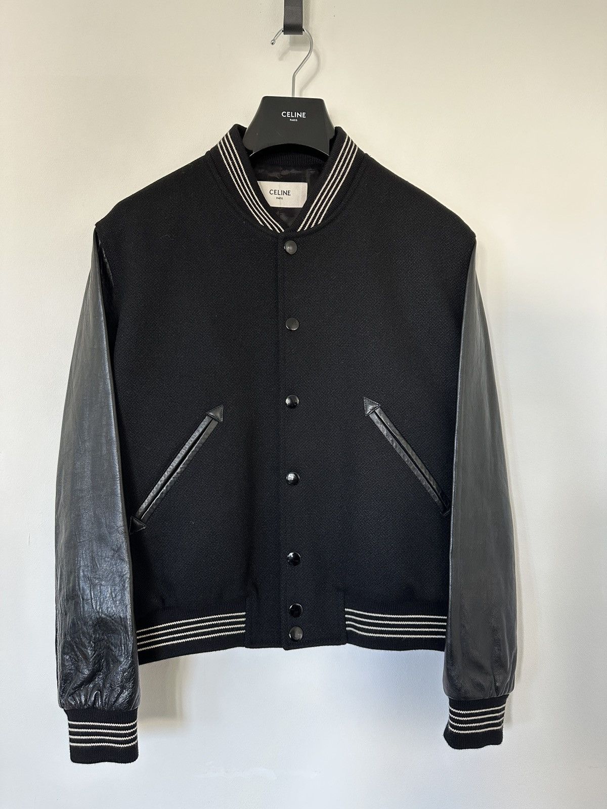 Celine Celine teddy varsity jacket black leather Hedi Slimane Size US M / EU 48-50 / 2 - 1 Thumbnail