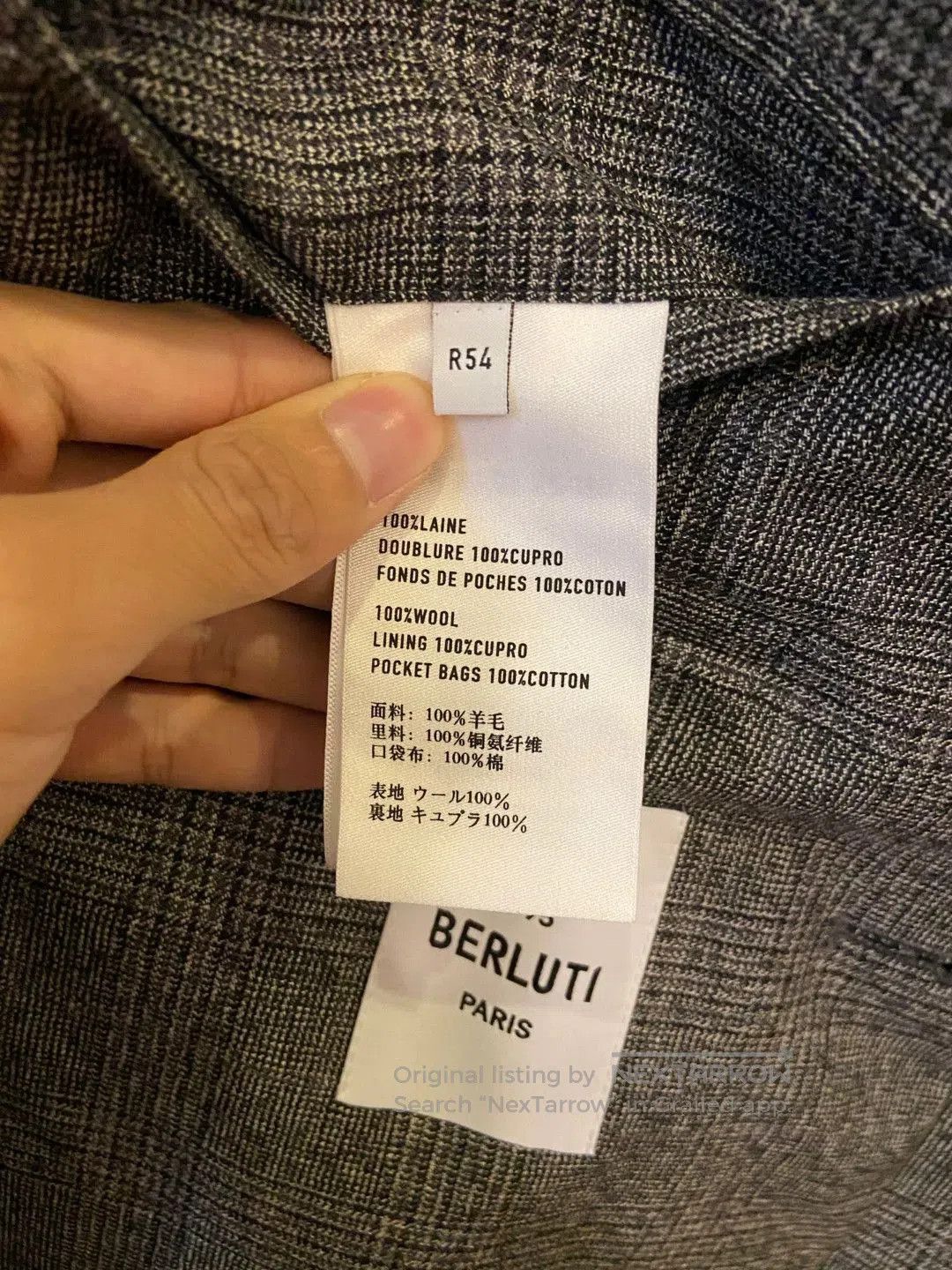 Berluti Berluti Gray Check Slim Wool Suit. Size US L / EU 52-54 / 3 - 5 Thumbnail