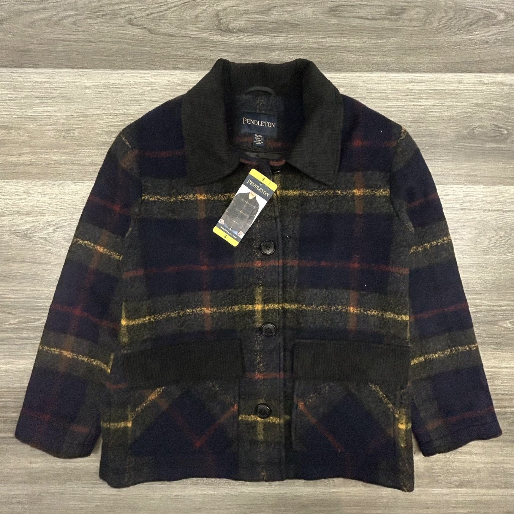 Pendleton Pendleton Jacket Womens Small Blue Plaid Wool Blend Pea Coat Button Lined NWT Size S / US 4 / IT 40 - 2 Thumbnail